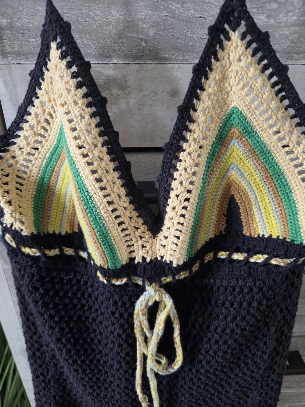 Free People Crochet One-Piece Dress with Yellow and Green Accents